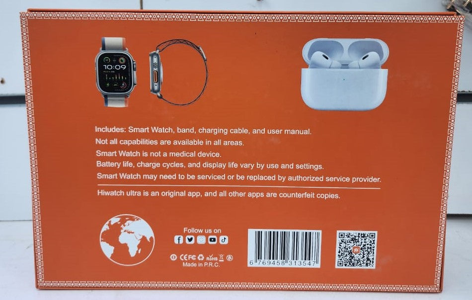 MVP-135 Extreme Suit Smartwatch Combo with Wireless Earbuds & 4 Bands