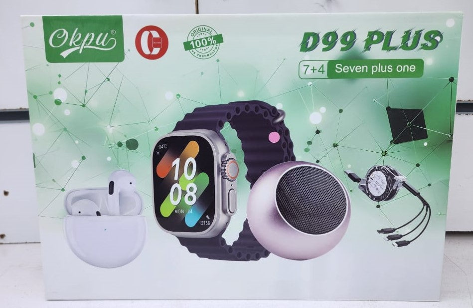 Okpu D99 Plus (7+4) Smartwatch Ultimate Tech Bundle