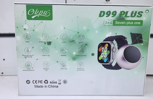 Okpu D99 Plus (7+4) Smartwatch Ultimate Tech Bundle